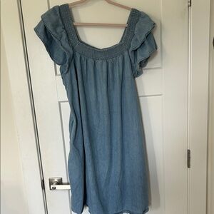 Lane Bryant Denim Blue Ruffle Midi Dress